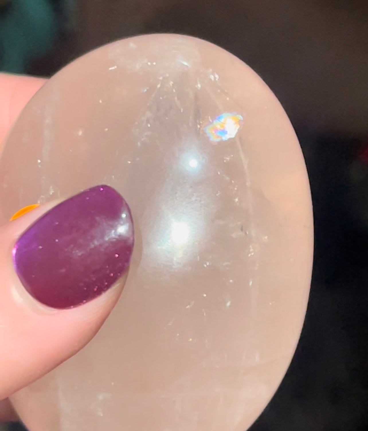 Rose Quartz Palm with 🌈⭐️ Flash