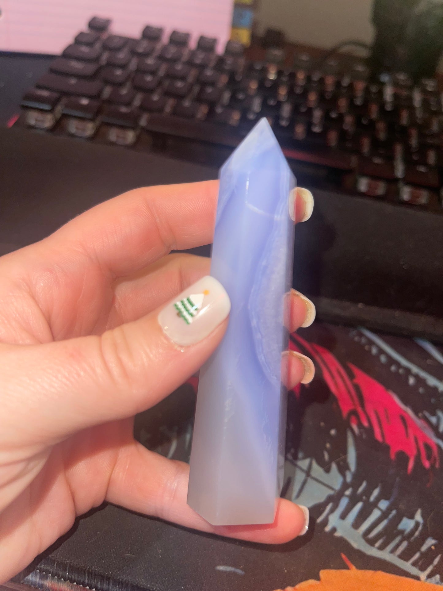 Blue Lace Agate Tower (minimal banding)