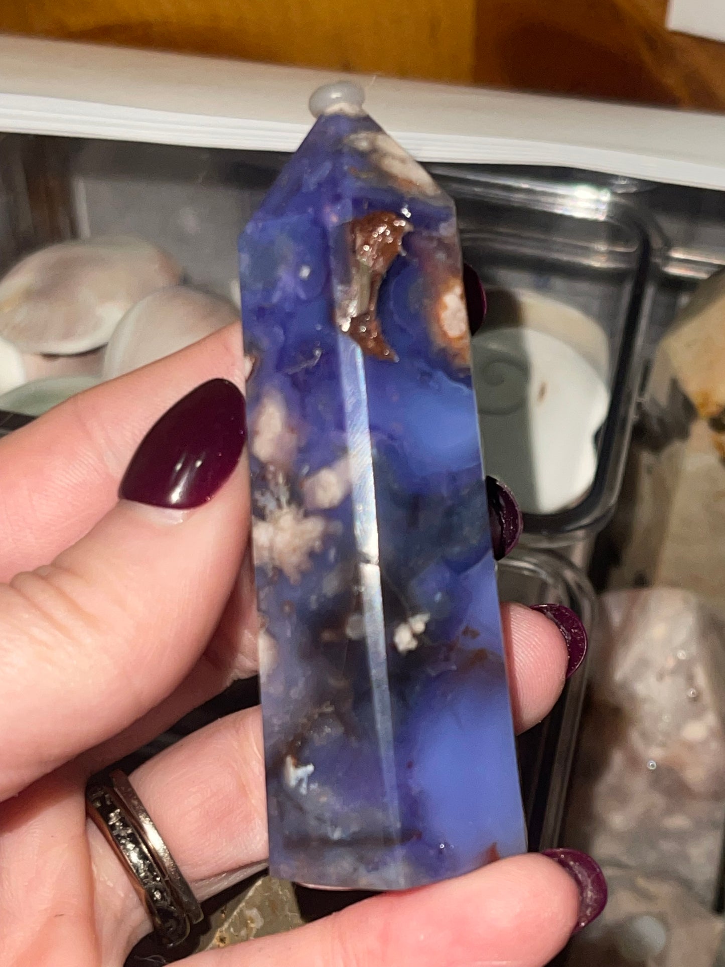 Blue Flower Agate Tower G