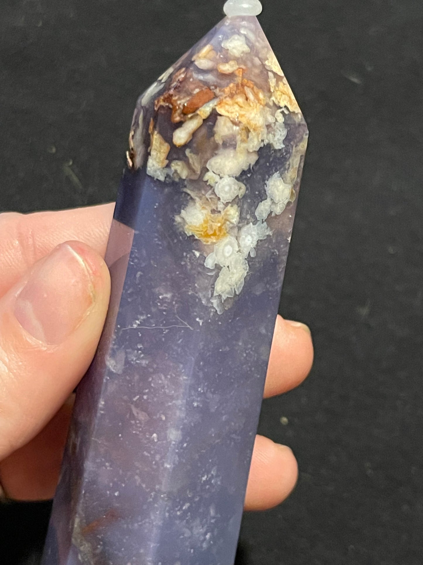 Blue Flower Agate Tower L