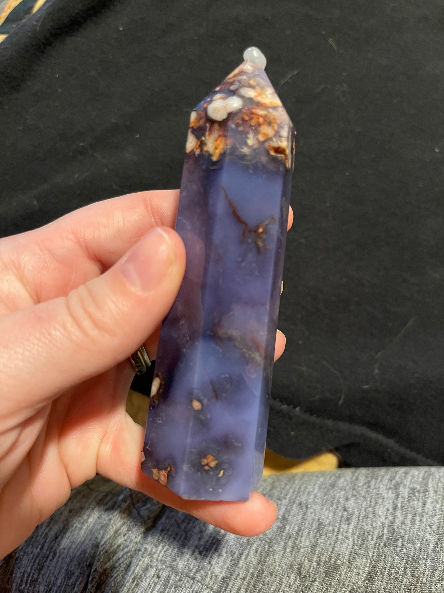 Blue Flower Agate Tower L