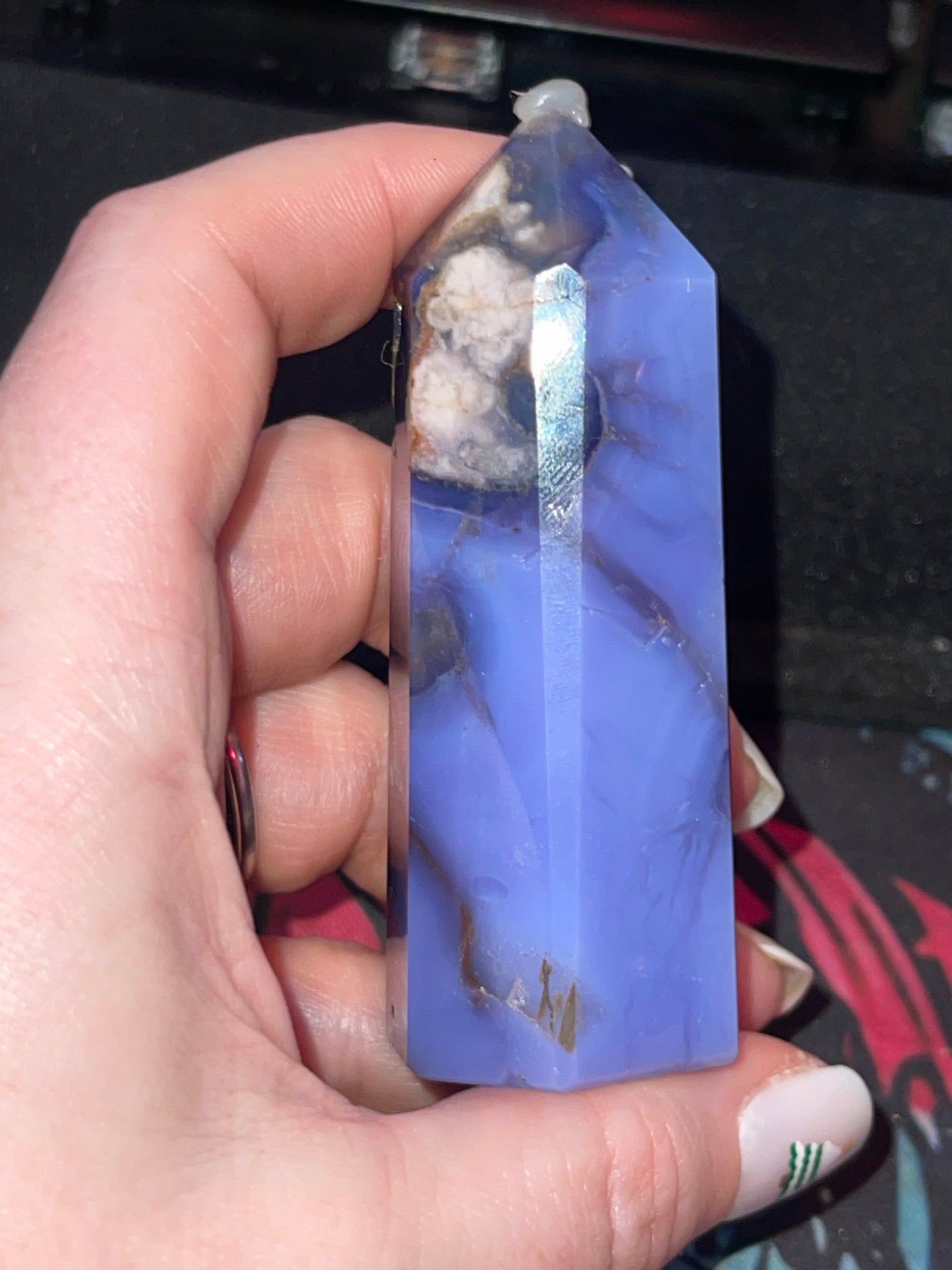 Blue Flower Agate Tower G