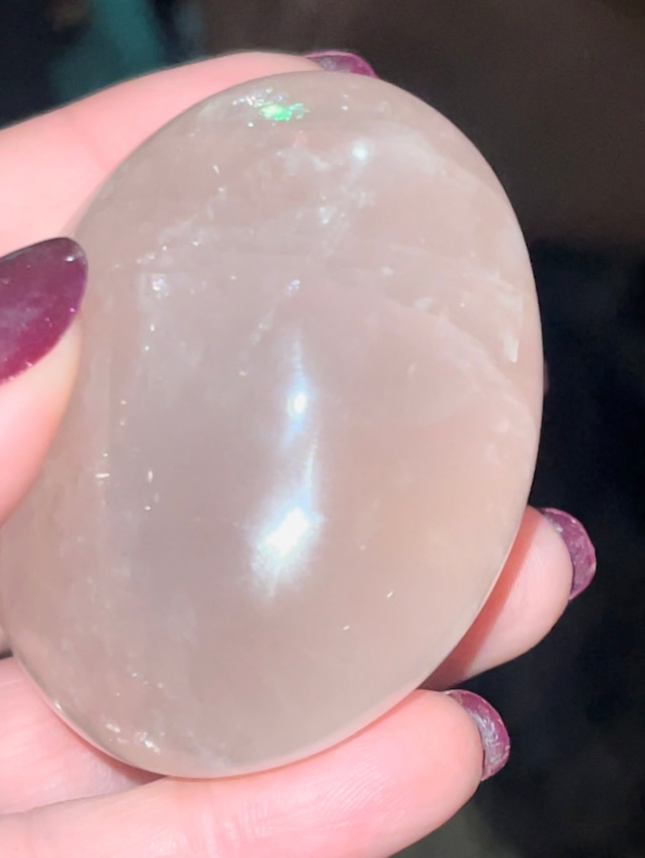 Rose Quartz Palm with 🌈⭐️ Flash