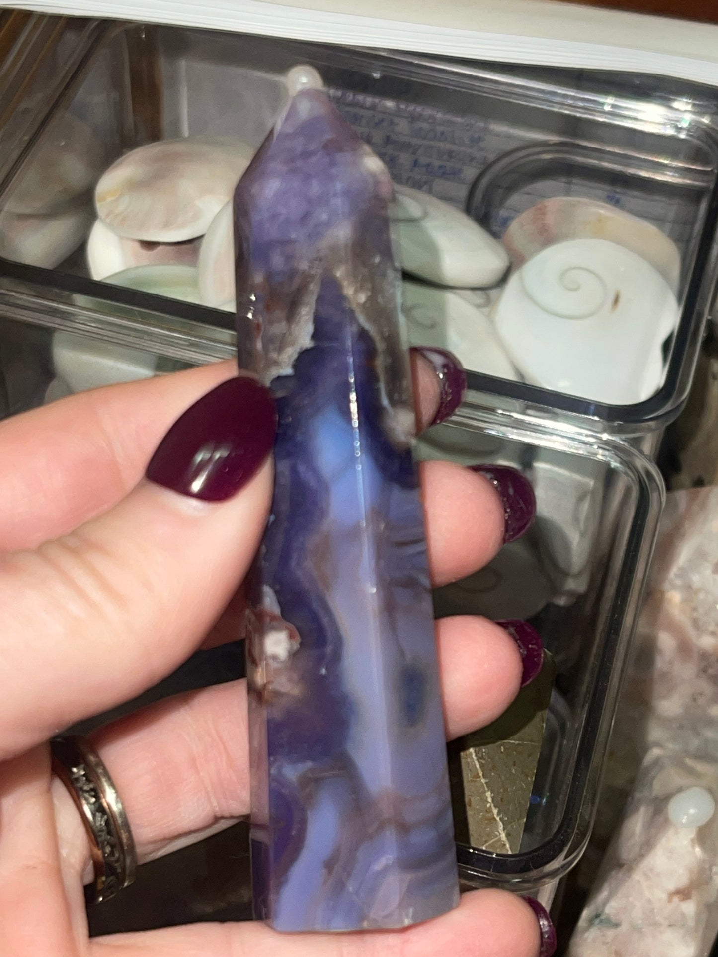 Blue Flower Agate Tower H