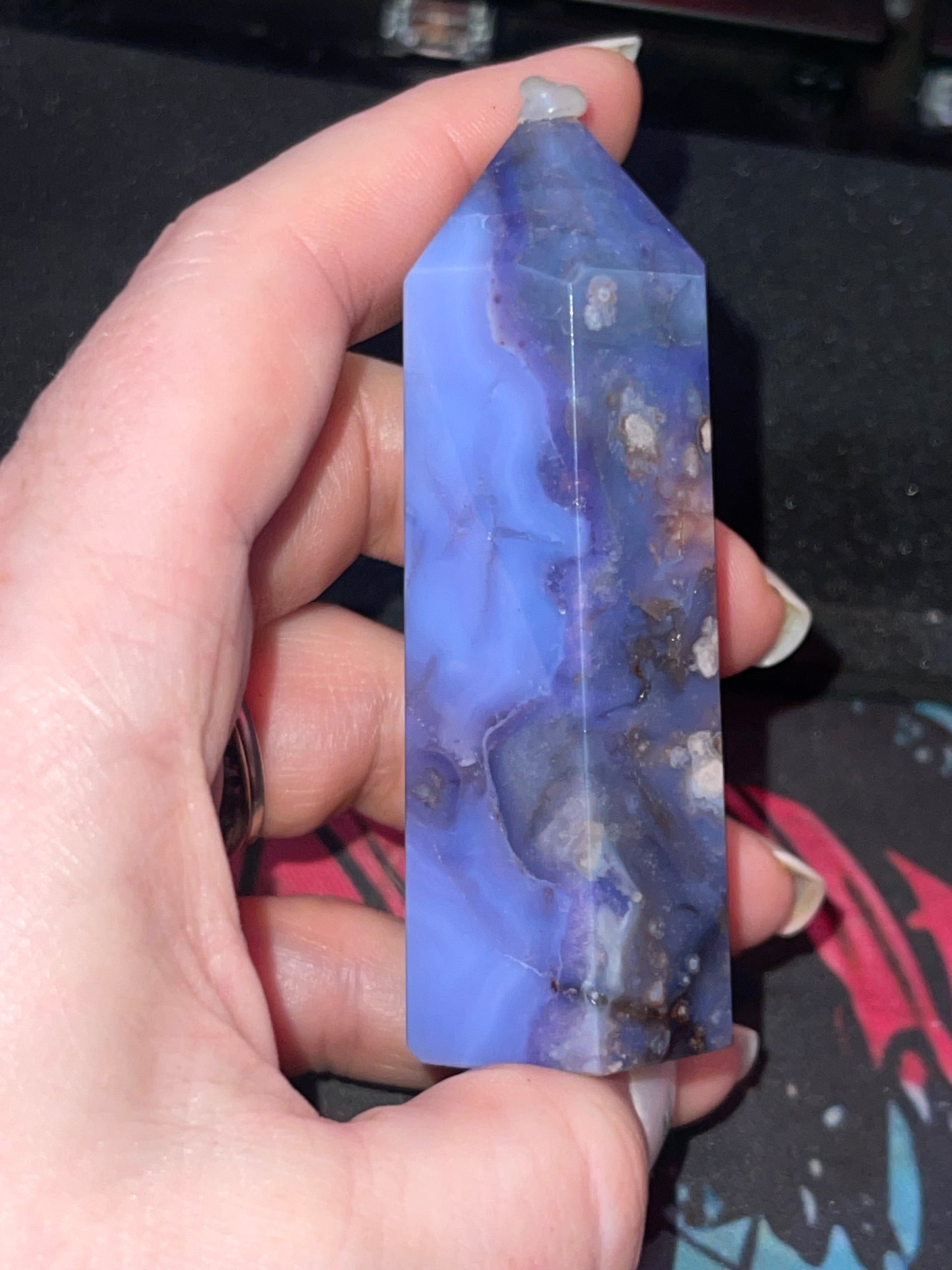 Blue Flower Agate Tower G