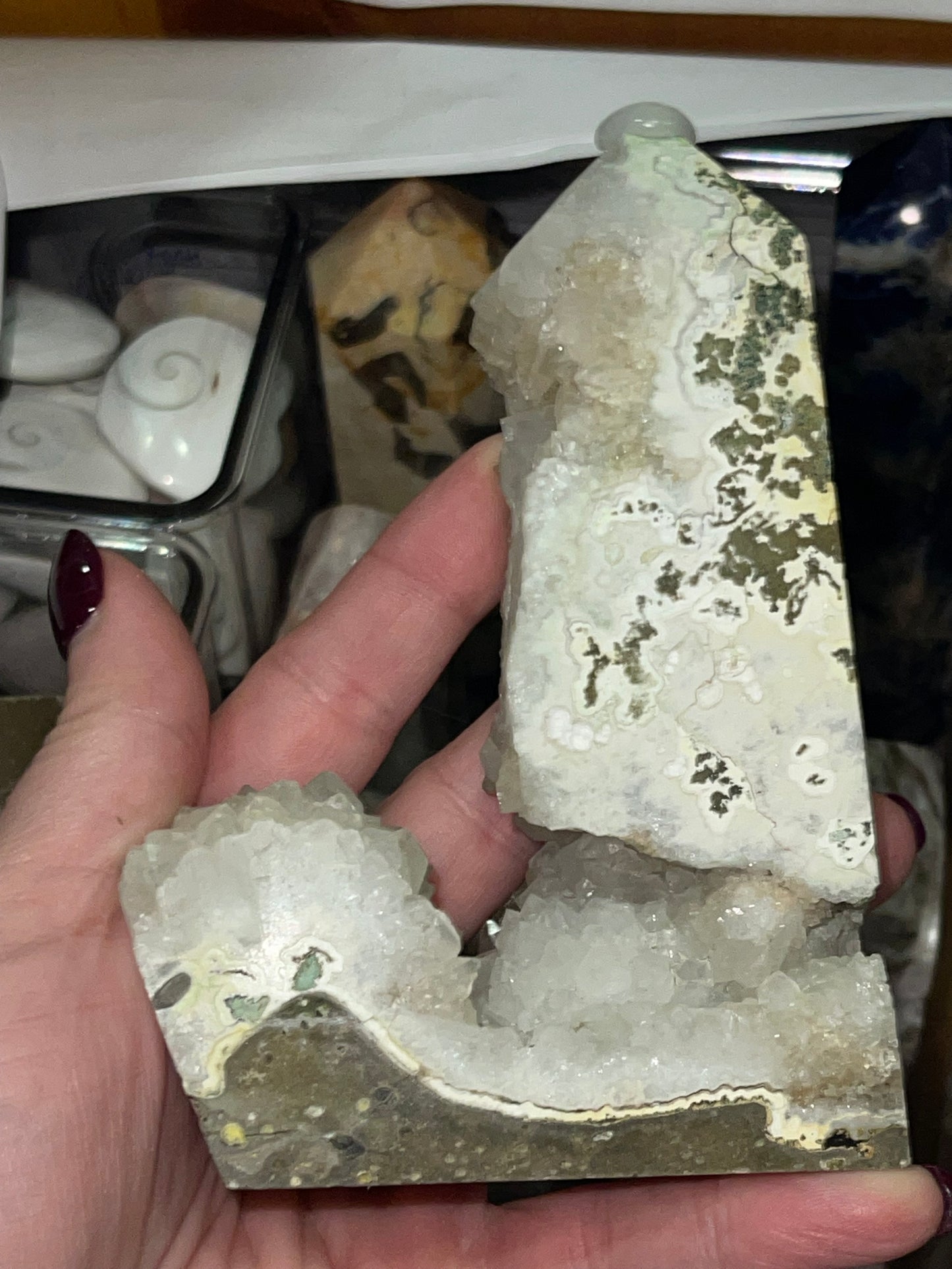 Druzy Quartz L shaped Tower (unknown crystal mineral)