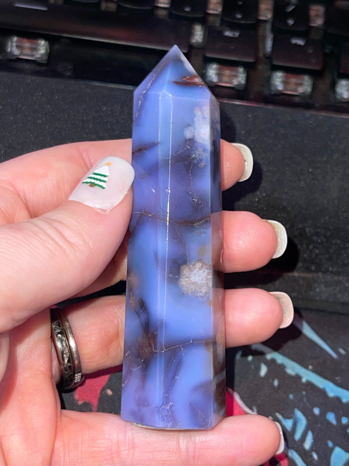 Blue Flower Agate Tower D