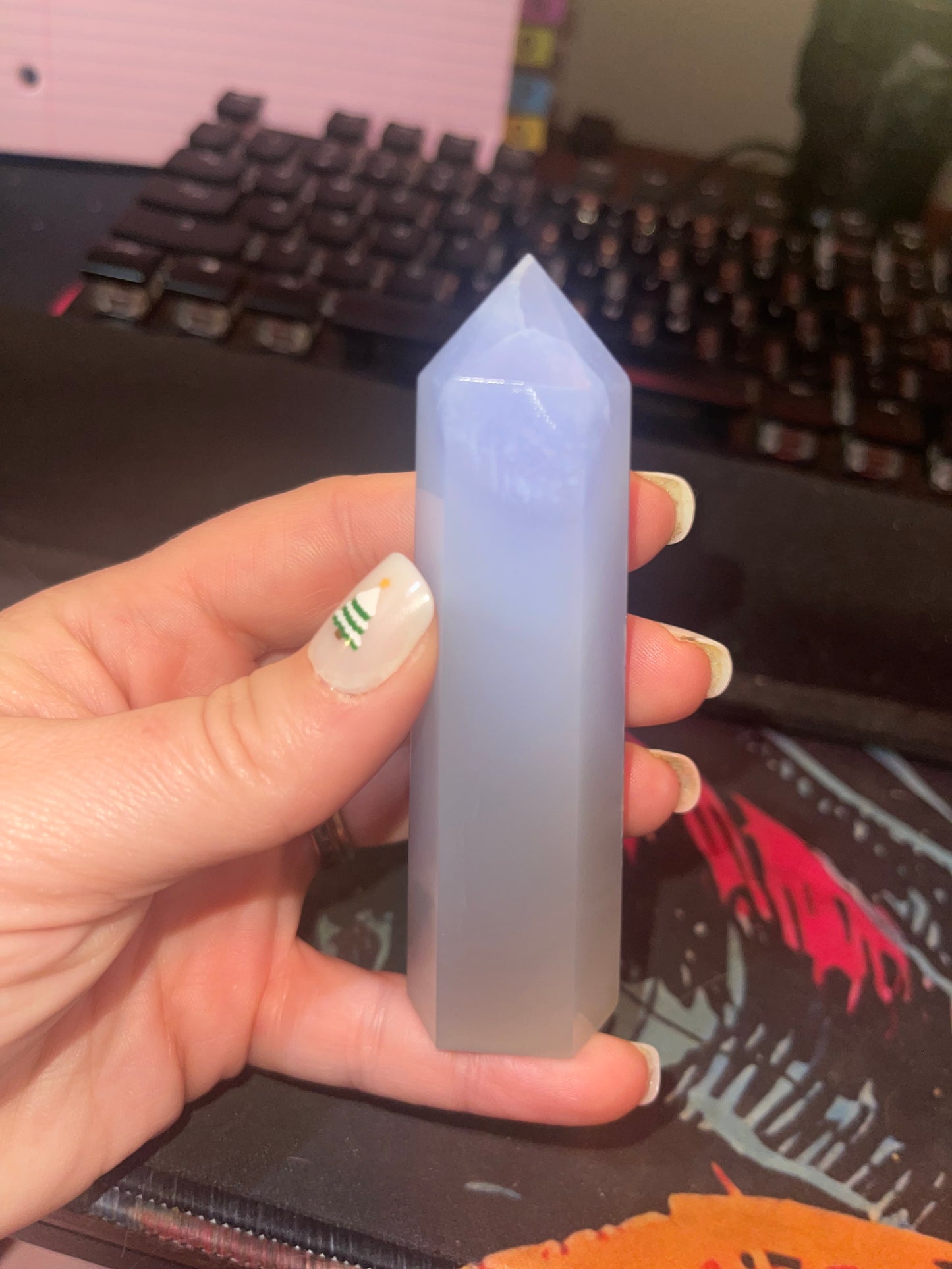 Blue Lace Agate Tower (minimal banding)