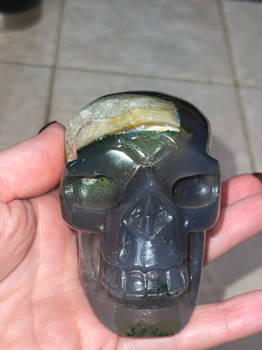 Druzy Agate Skull J