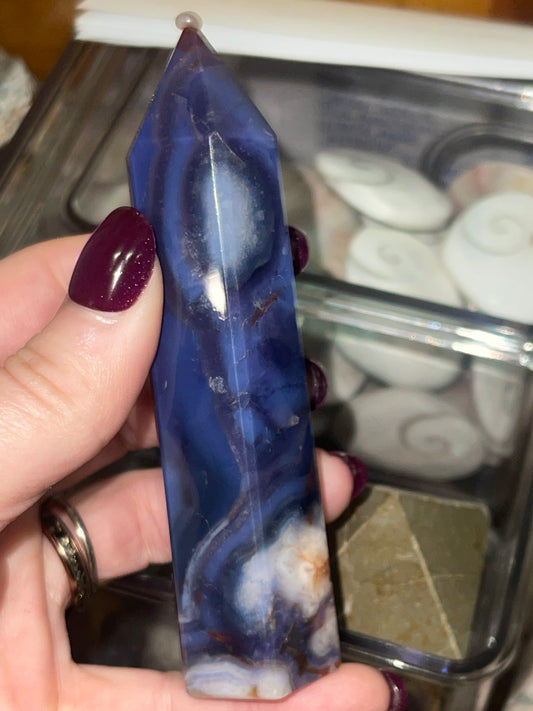 Blue Flower Agate Tower J (UV)