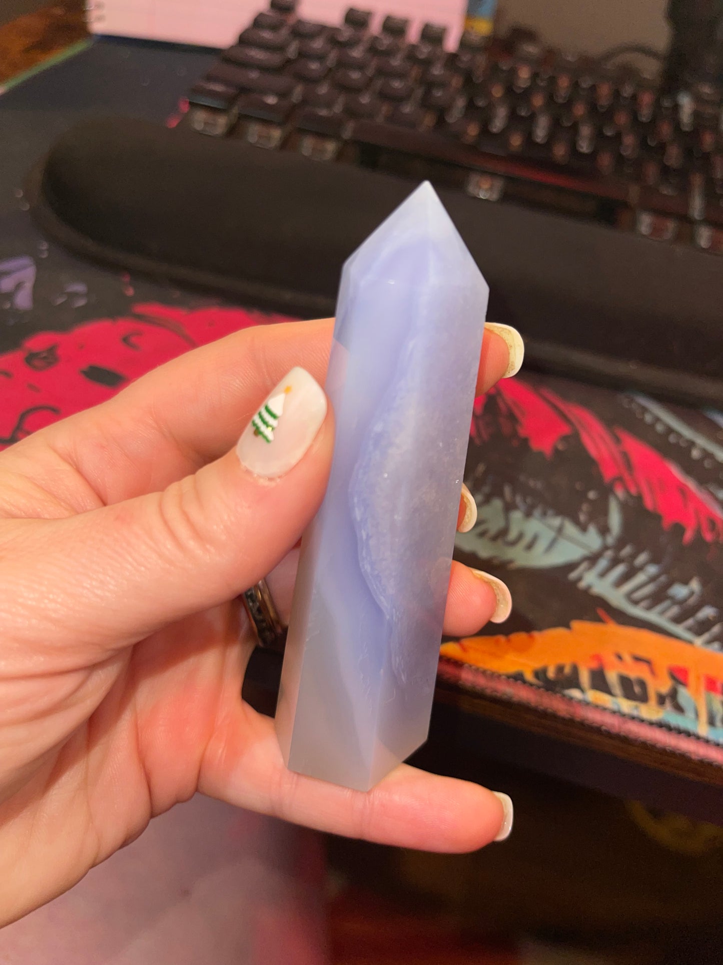 Blue Lace Agate Tower (minimal banding)