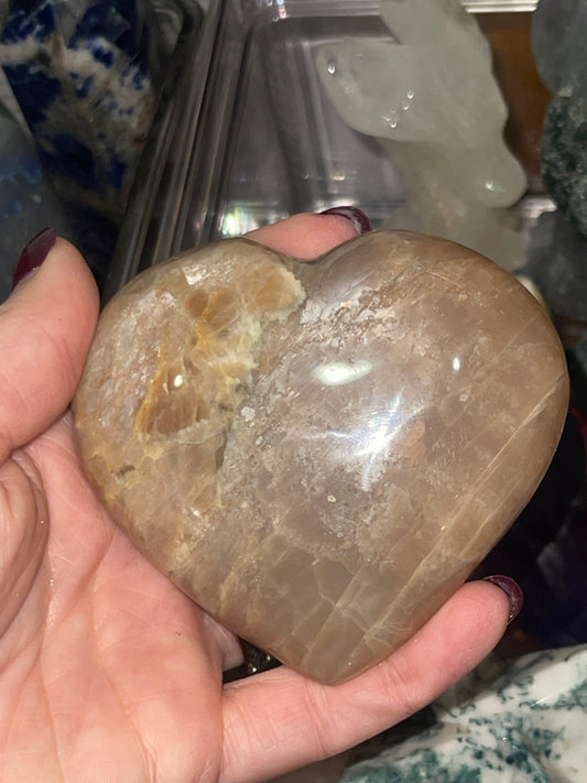 Peach Moonstone Heart