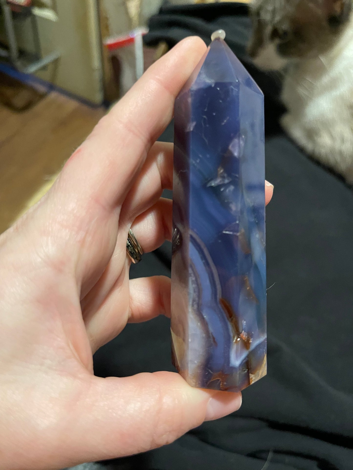 Blue Flower Agate Tower J (UV)