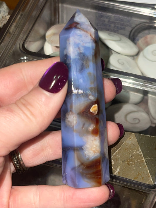 Blue Flower Agate Tower D