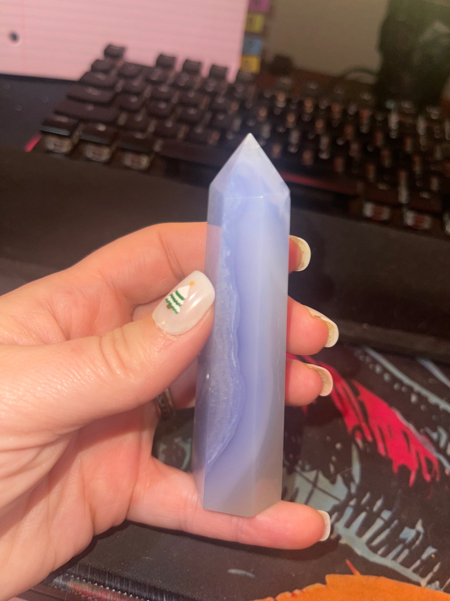 Blue Lace Agate Tower (minimal banding)