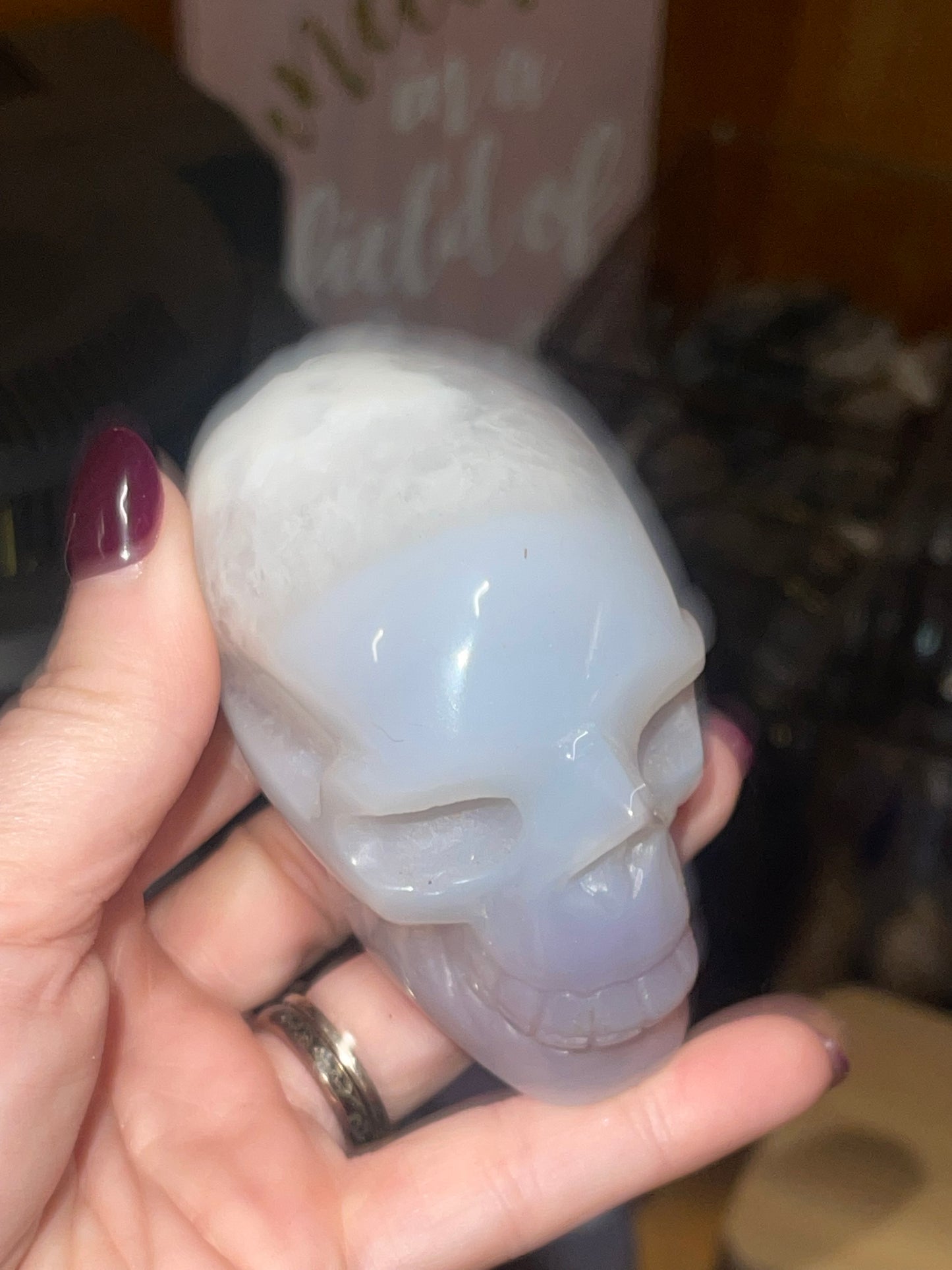 Druzy Blue and Purple Agate Skull F