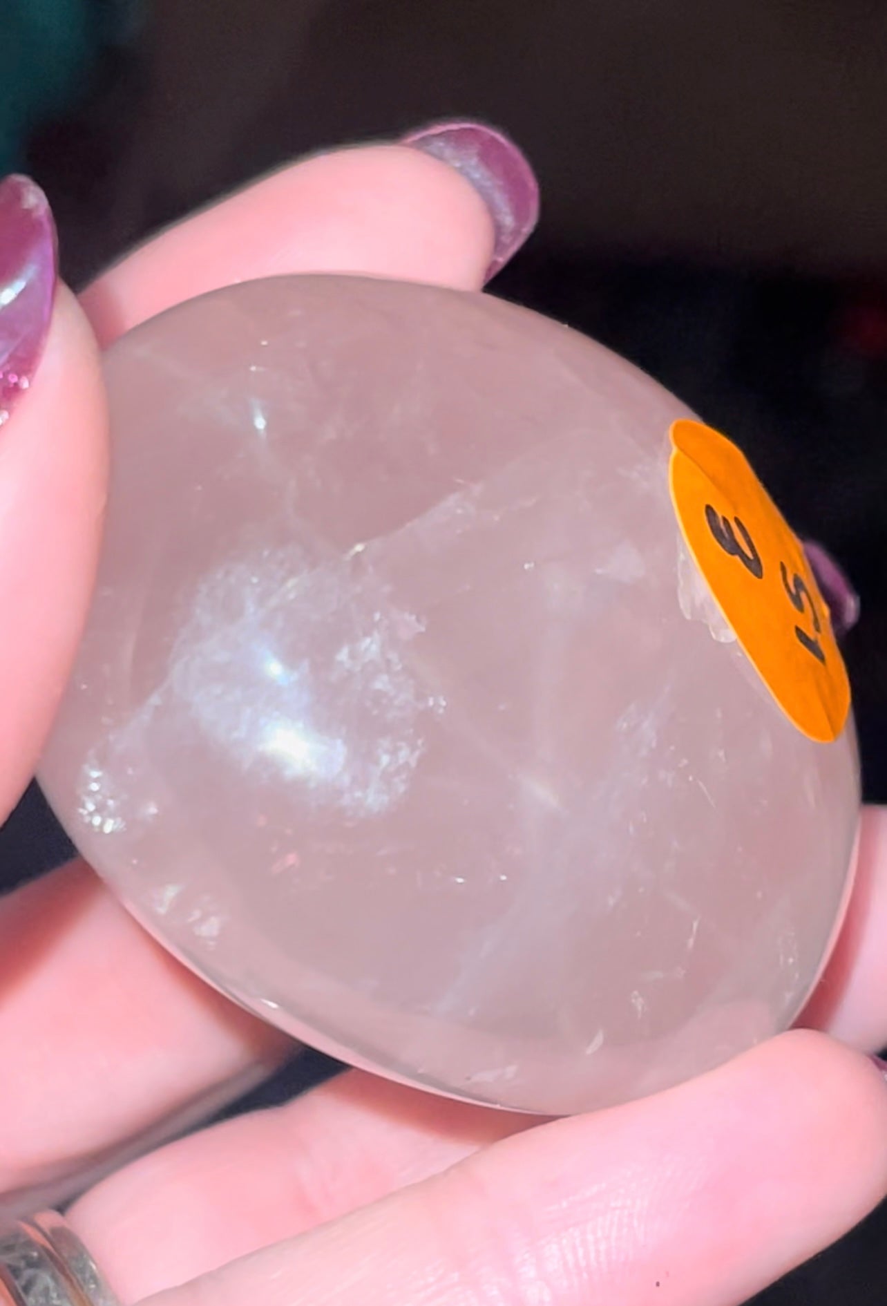 Rose Quartz Palm with 🌈⭐️ Flash