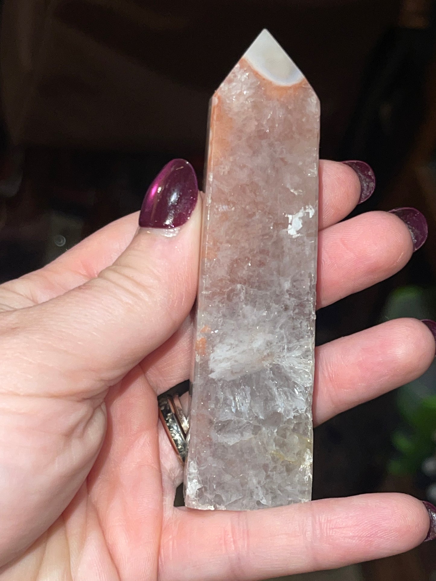 Pink Amethyst Flower Agate Tower