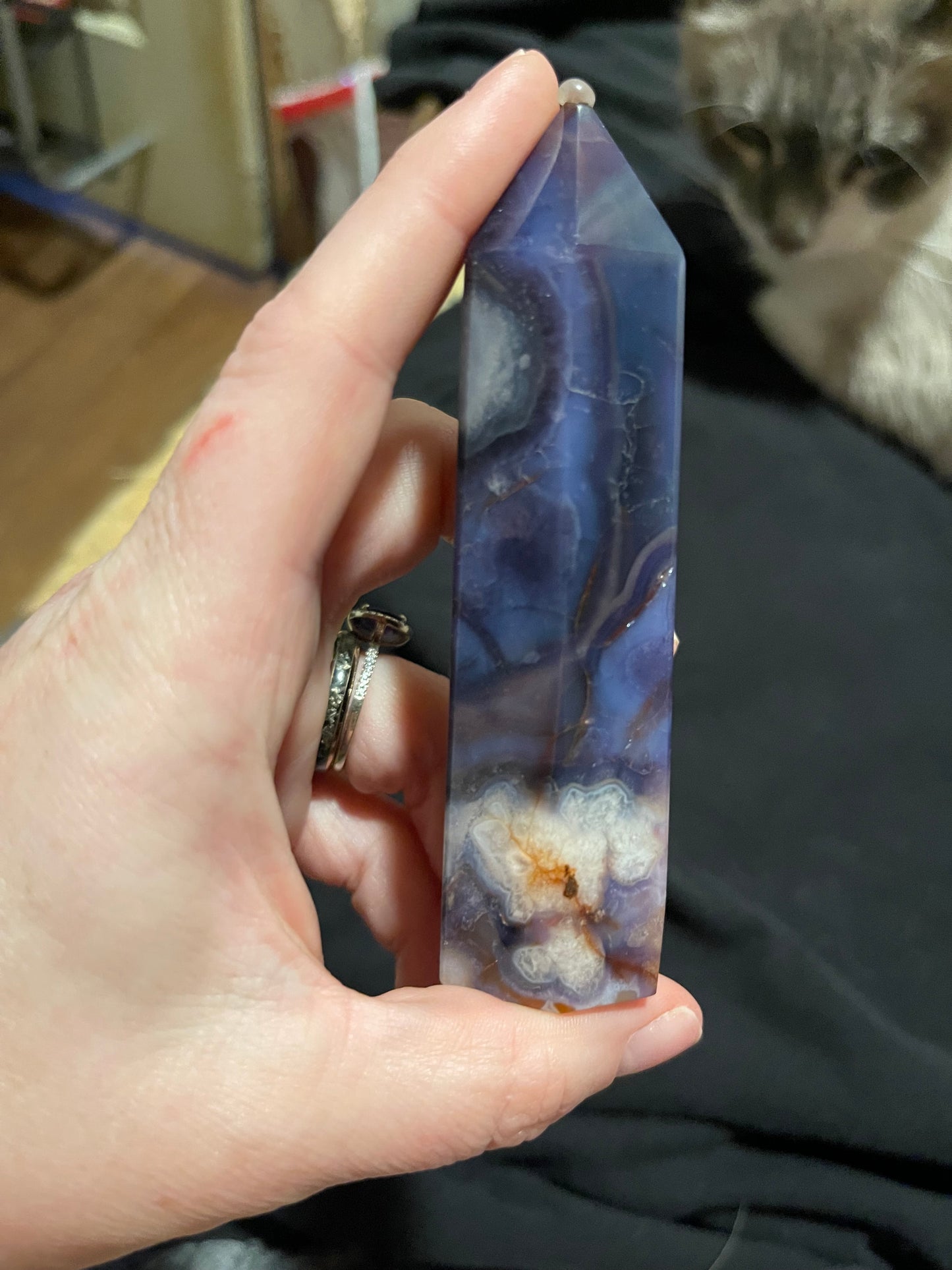 Blue Flower Agate Tower J (UV)