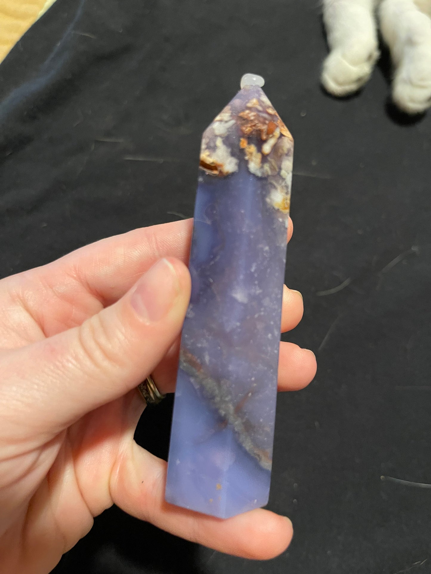 Blue Flower Agate Tower L