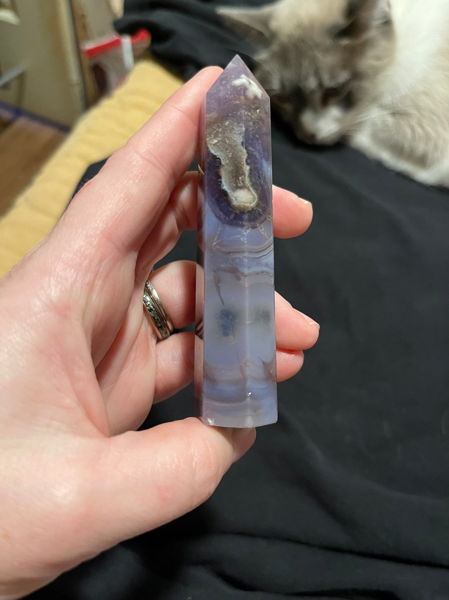 Blue Flower Agate Tower H