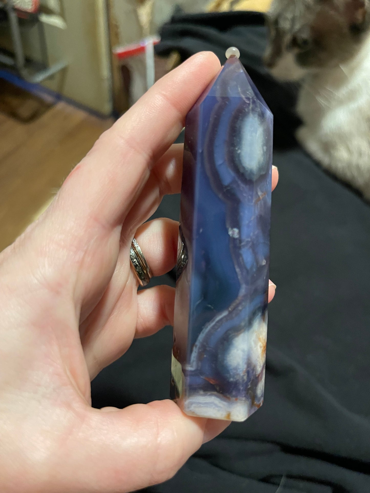 Blue Flower Agate Tower J (UV)