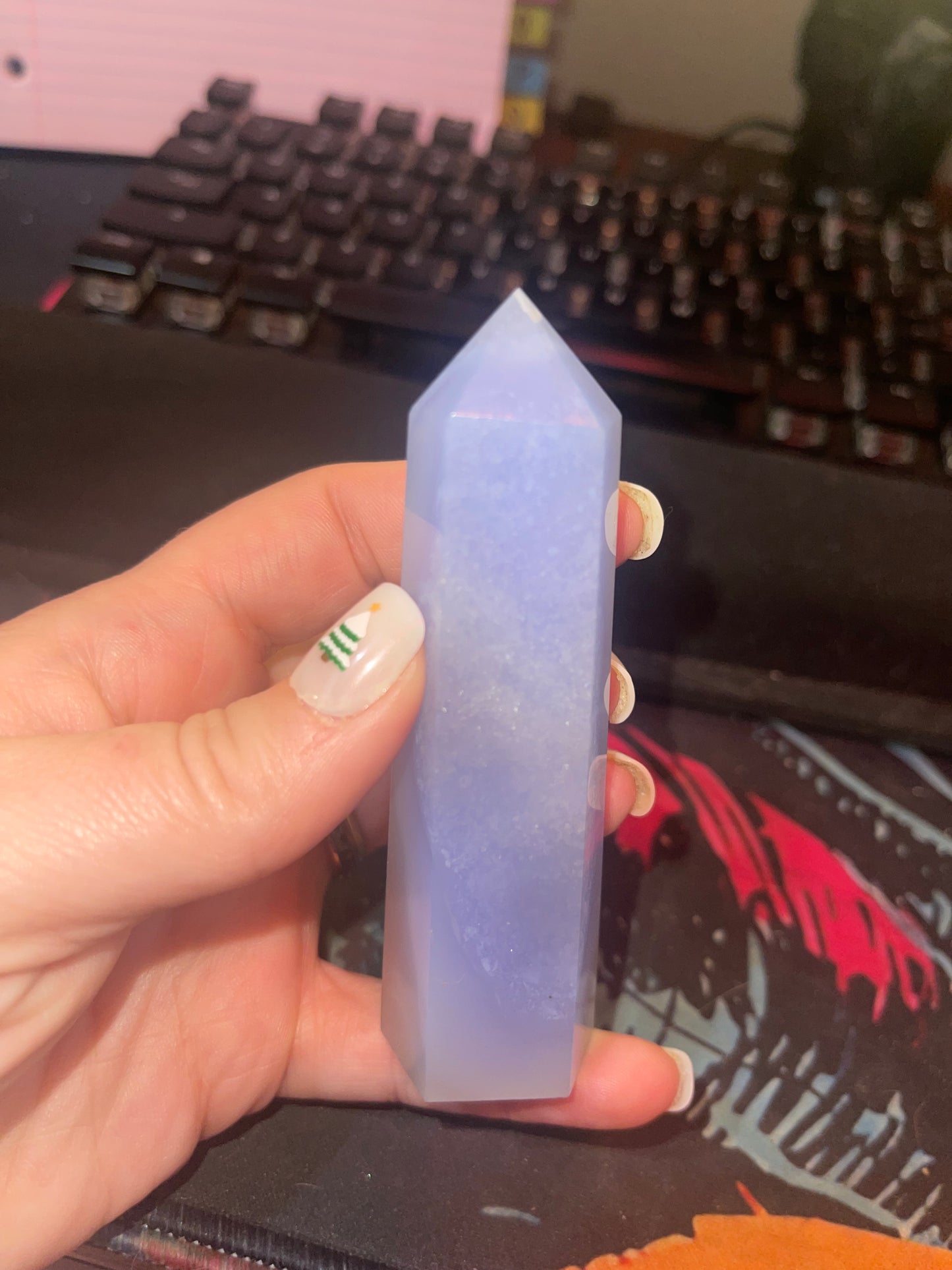 Blue Lace Agate Tower (minimal banding)