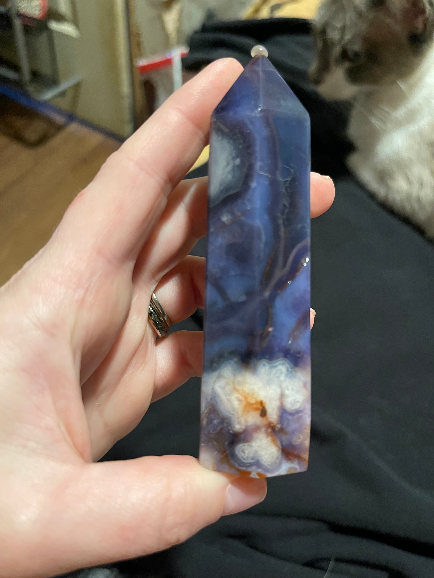 Blue Flower Agate Tower J (UV)