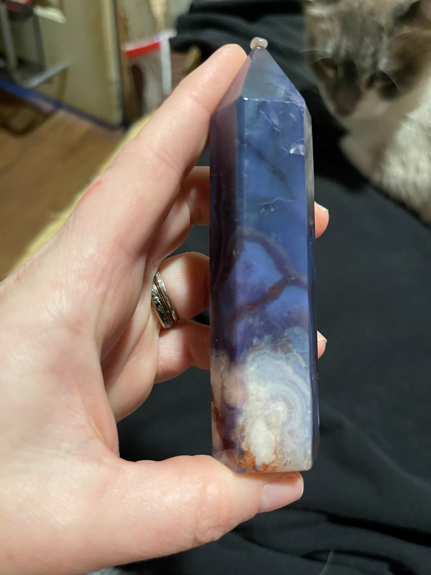 Blue Flower Agate Tower J (UV)