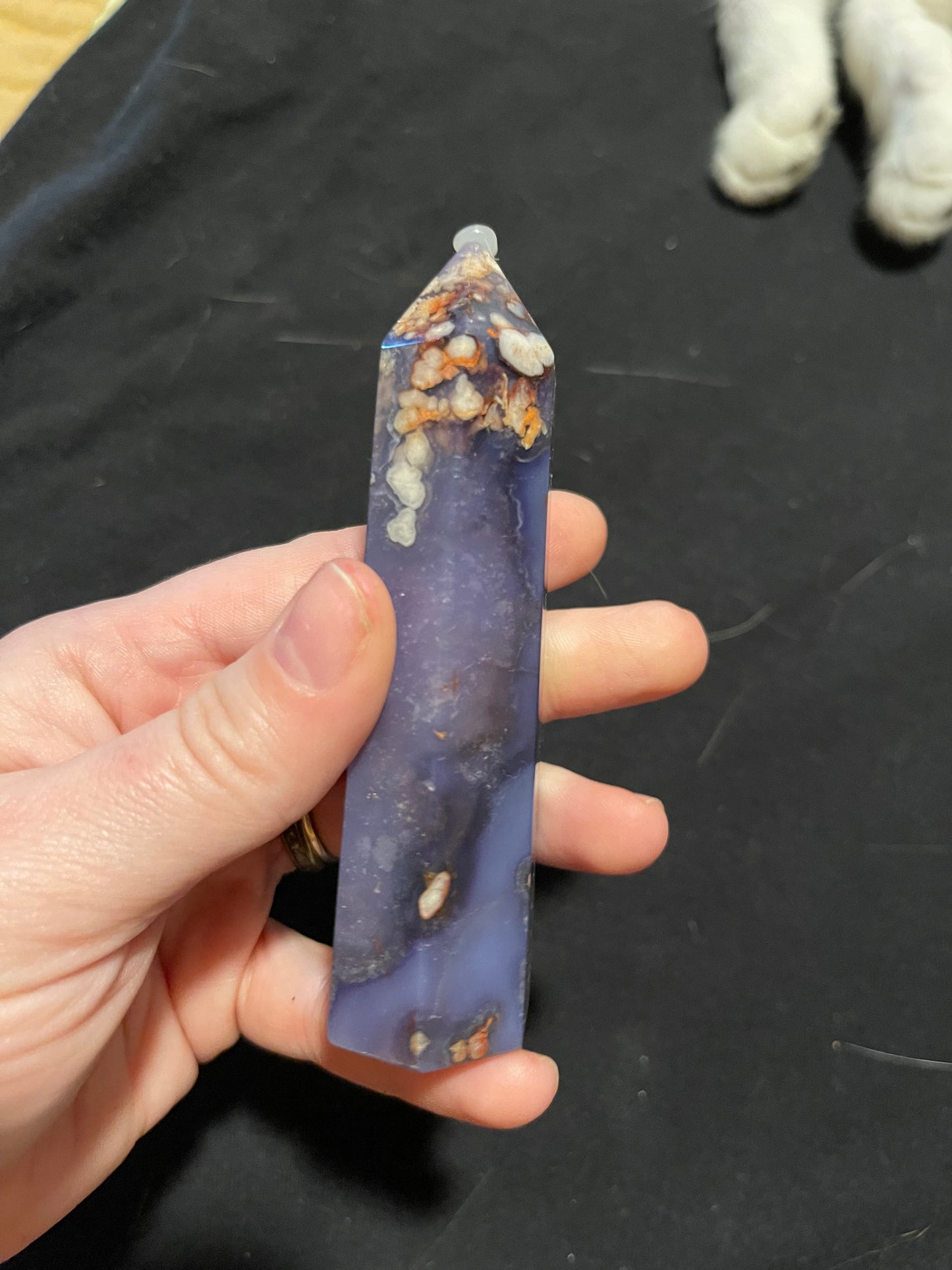 Blue Flower Agate Tower L