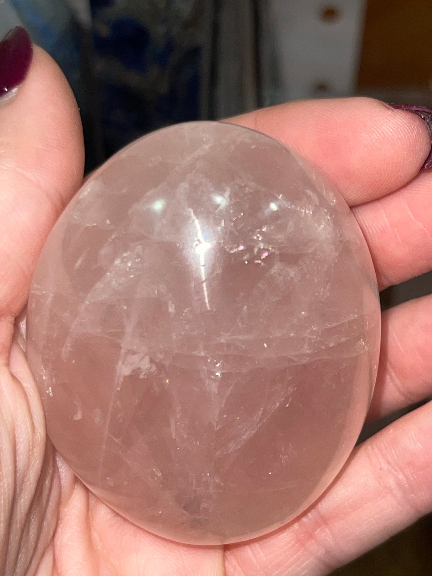 Rose Quartz Palm with 🌈⭐️ Flash