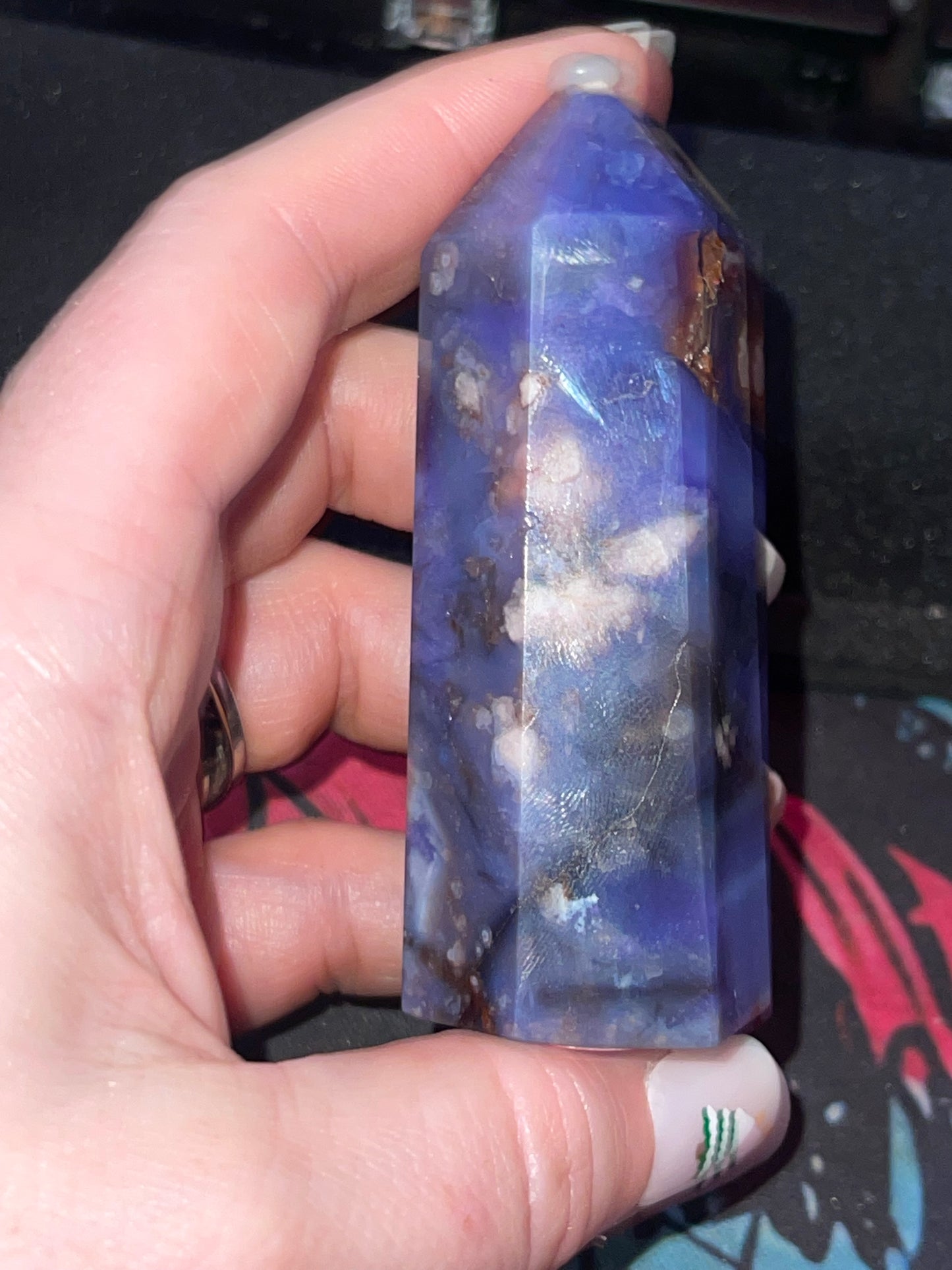 Blue Flower Agate Tower G