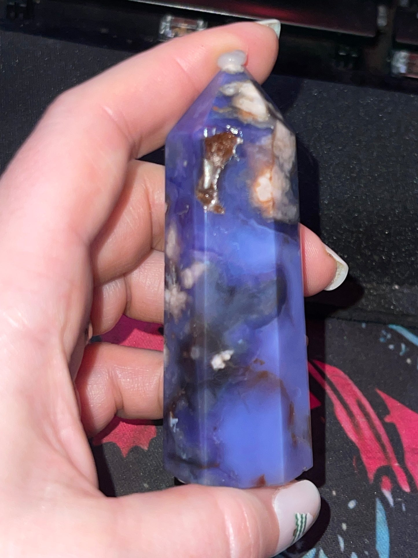 Blue Flower Agate Tower G