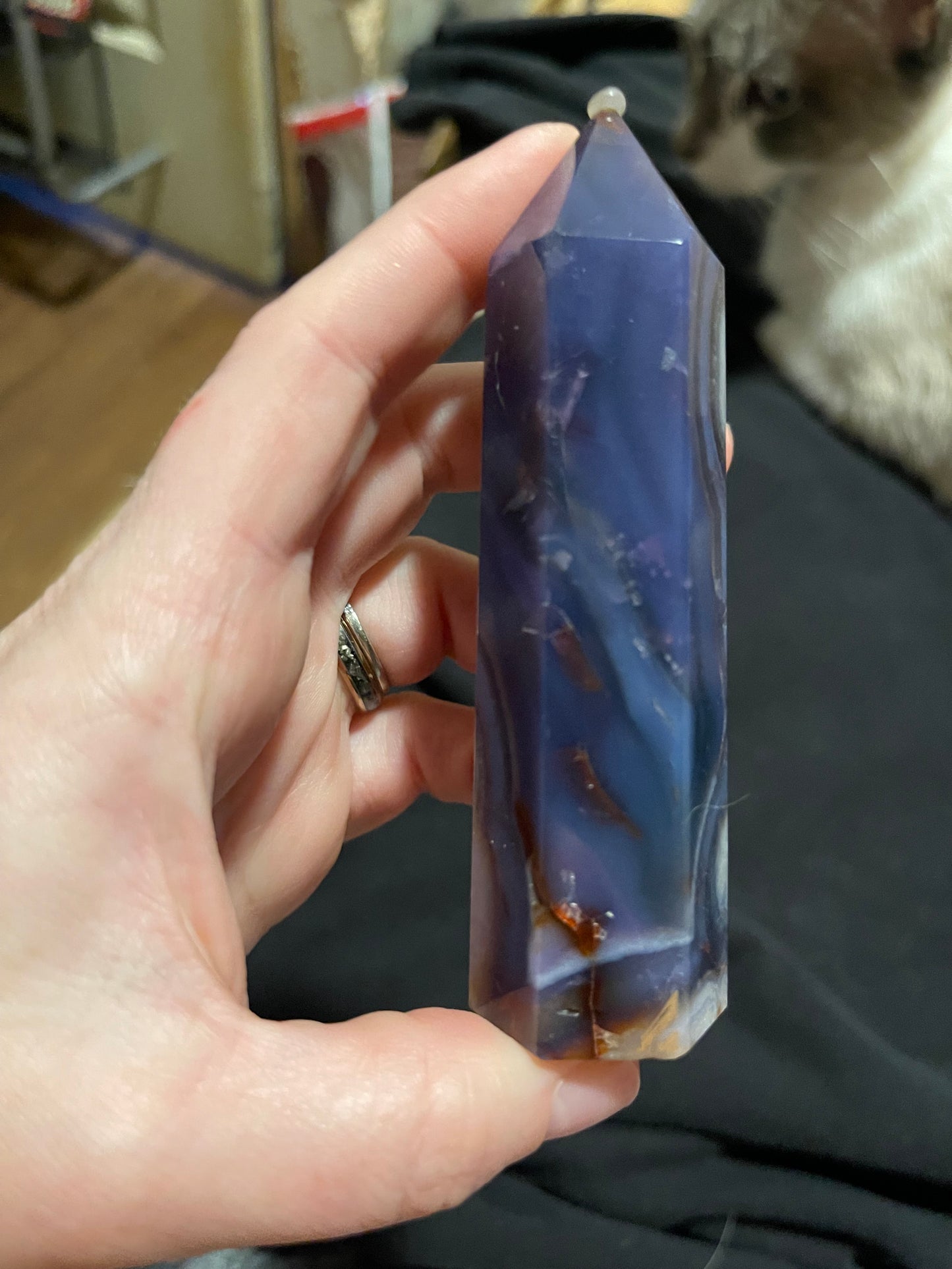 Blue Flower Agate Tower J (UV)